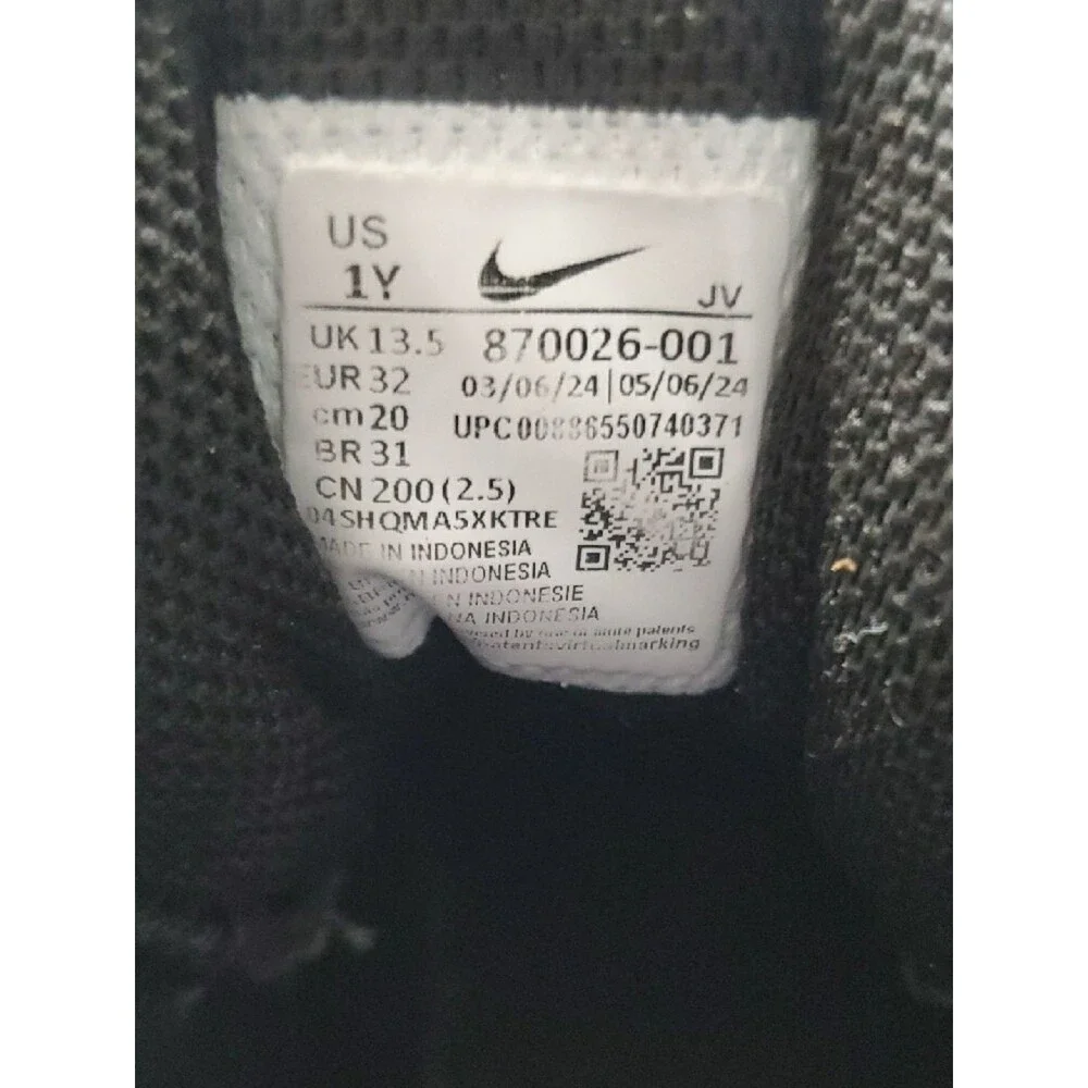 Nike Court Borough Mid 2 Black High-Top Lace & Strap Sneakers Size 1Y